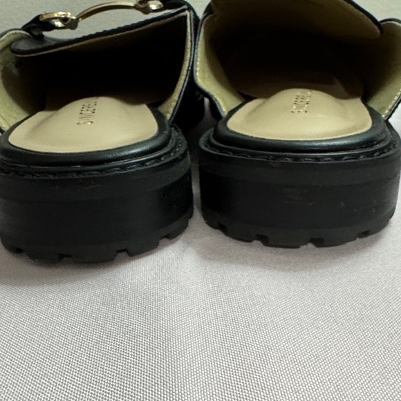 Sincerely Jules Black Mules with Gold Buckle - Picture 5 of 9